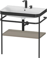 Duravit Happy D.2 c-bonded Waschtischset mit Metallkonsole, 850x775x490 mm, Steingrau Seidenmatt