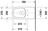 DURAVIT DuraStyle Wand-WC 700 mm Tiefspüler spülrandlos Durafix weiß