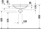 Duravit No.1 Einbauwaschtisch 550 mm weiß mit Überlauf und Hahnlochbank – Sanitärkeramik