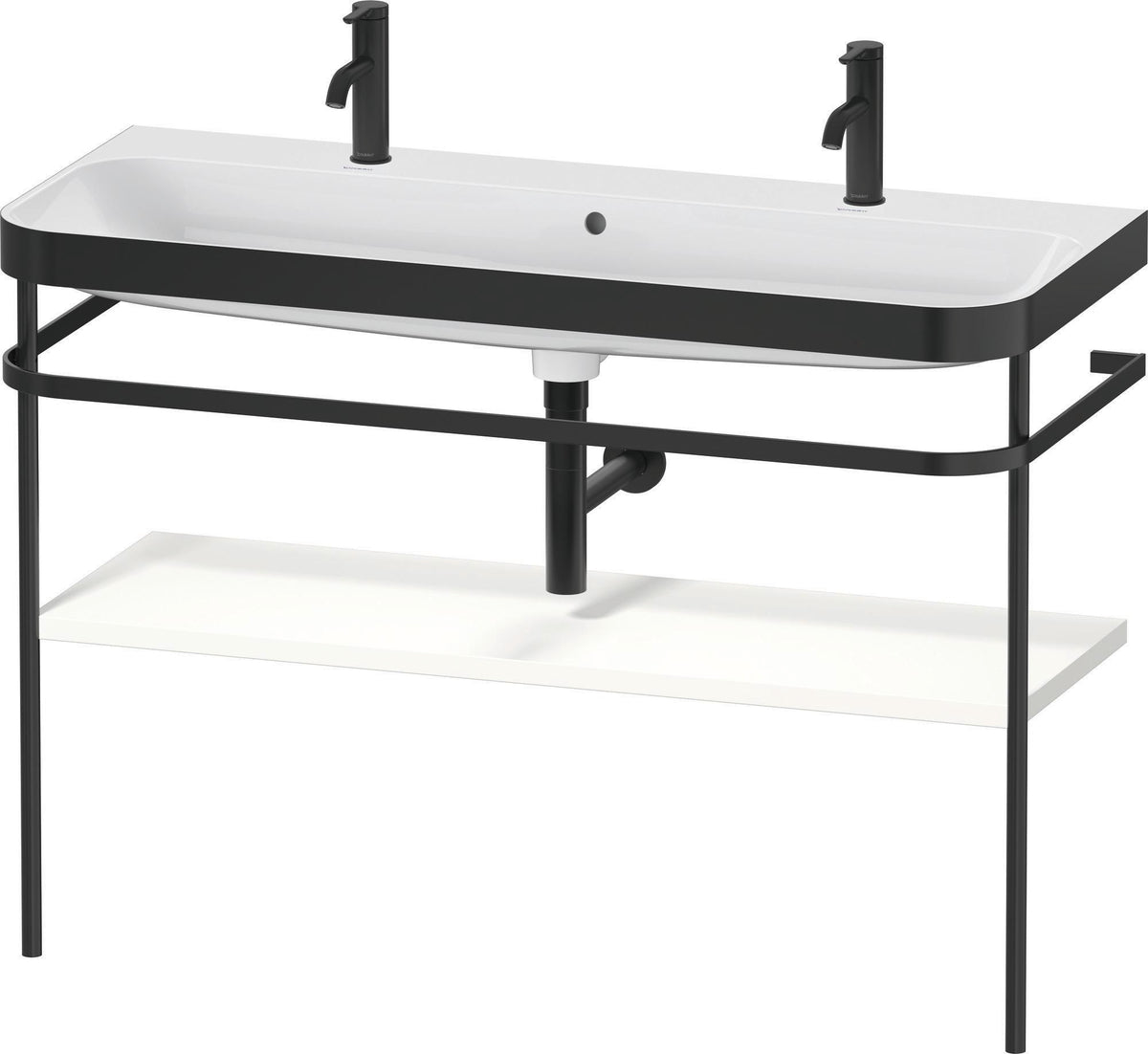 DURAVIT Happy D.2 c-bonded Waschtischset 1175 mm mit Metallkonsole, Taupe seidenmatt