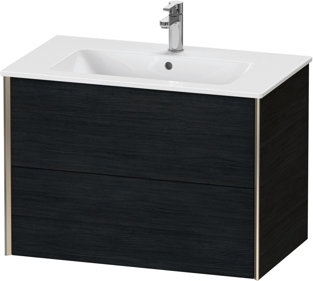 Duravit XViu Waschtischunterbau wandhängend 810 mm, 2 Schubkästen, champagner matt/weiß matt – ohne Griff, mit Tip-On-Technik