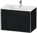 Duravit XViu Waschtischunterbau wandhängend 810 mm, 2 Schubkästen, champagner matt/weiß matt – ohne Griff, mit Tip-On-Technik