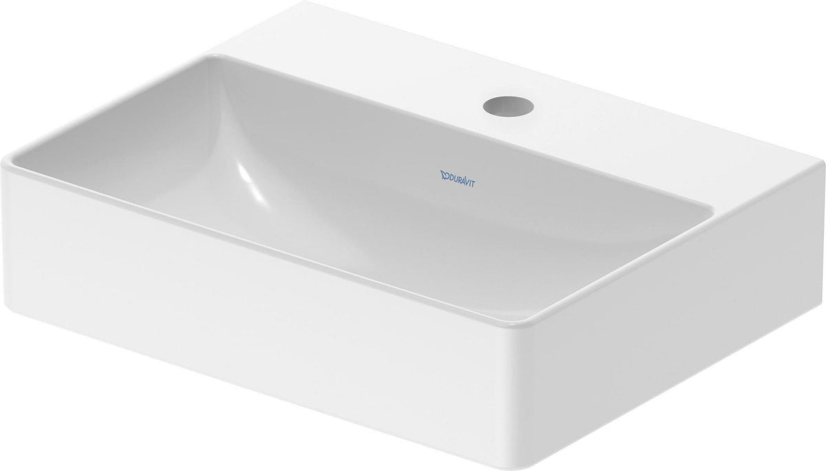 DURAVIT DuraSquare Handwaschbecken 450 mm weiß mit Hahnlochbank und Halbsäule