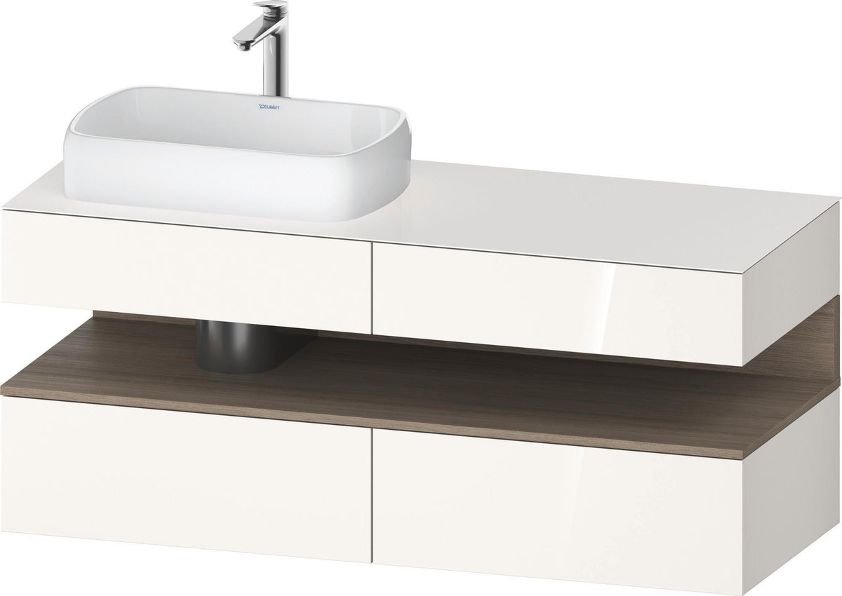 Duravit Qatego Konsolenwaschtischunterbau 1400 mm Weiß Matt mit Eiche Terra Nische und Tip-On Technik