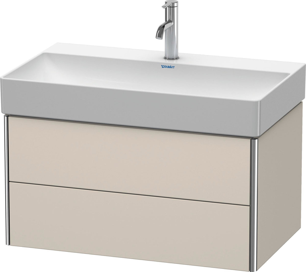 Duravit XSquare Waschtischunterbau 784 mm, 2 Schubkästen, Basalt Matt – Wandhängend mit Tip-On