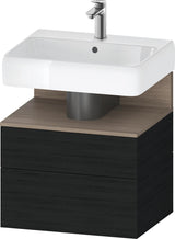 DURAVIT Qatego Waschtischunterbau 590 mm Eiche Terra Matt mit Tip-On-Technik und LED-Nischenbeleuchtung