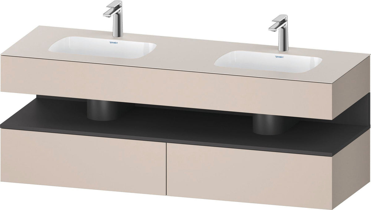 DURAVIT Qatego Studio F. A. Porsche Waschtischset 1600 mm mit Konsolenwaschtischunterbau, 2 Auszüge