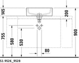 DURAVIT Aufsatzbecken Starck 1 480 mm mit Überlauf, Hahnlochbank, weiß geschliffen