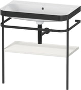 DURAVIT Happy D.2 c-bonded Waschtischset 775 mm mit Metallkonsole, bodenstehend, Weiß Seidenmatt