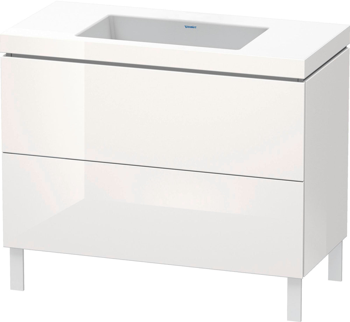 Duravit L-Cube c-bonded Waschtischset 1000 mm weiß hochglanz mit 2 Auszügen und Tip-On-Technik