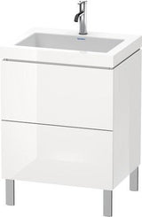 Duravit L-Cube Waschtischset 600x480mm mit Vero Air Möbelwaschtisch, 2 Auszüge, ohne Überlauf, taupe s-matt