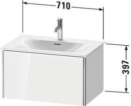DURAVIT XSquare Waschtischunterbau 710 mm wandhängend – 1 Auszug, s-matt, Eiche massiv