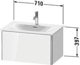 DURAVIT XSquare Waschtischunterbau 710 mm wandhängend – 1 Auszug, s-matt, Eiche massiv