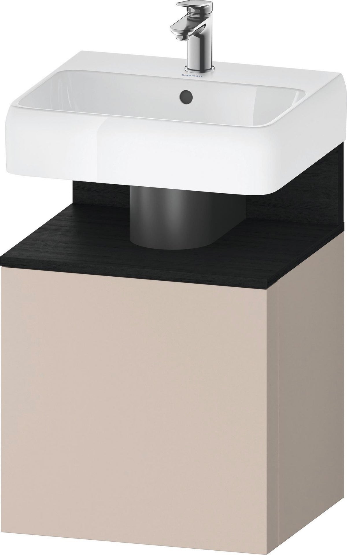 DURAVIT Qatego Waschtischunterbau 490 mm wandhängend, 1 Tür links, Weiß Matt mit Eiche Schwarz Nische