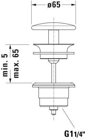 DURAVIT Schaftventil mit keramischer Ventilabdeckhaube, Weiß – Universal Ablaufventil 65 mm