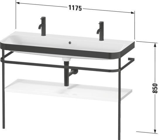DURAVIT Happy D.2 c-bonded Waschtischset 1175 mm mit Metallkonsole, Taupe seidenmatt