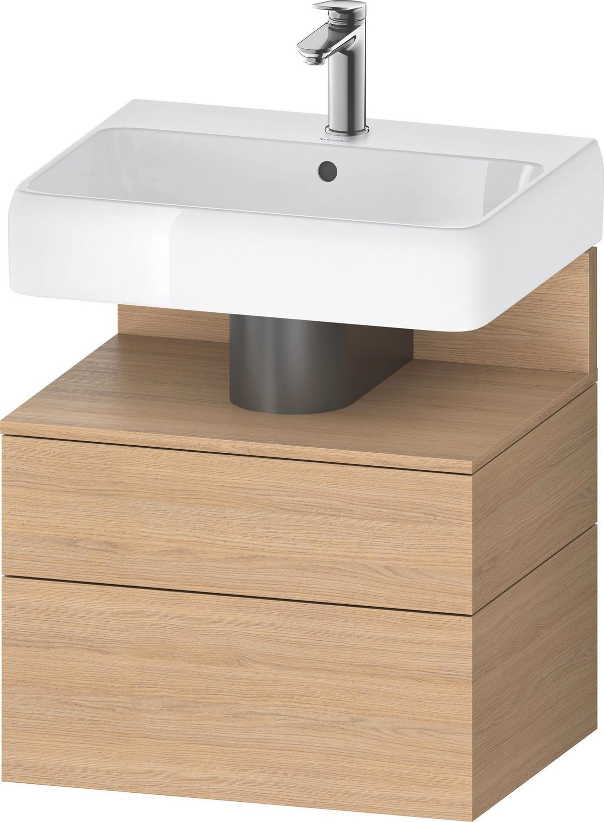 DURAVIT Qatego Waschtischunterbau 590 mm wandhängend, 1 Auszug, weiß Hochglanz, Nische Eiche Schwarz