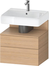 DURAVIT Qatego Waschtischunterbau 590 mm wandhängend, 1 Auszug, weiß Hochglanz, Nische Eiche Schwarz