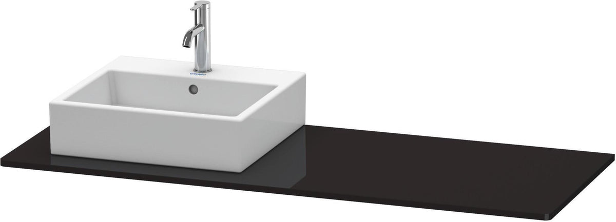 Duravit XSquare Konsole 1400x550mm betongrau matt – 1 Ausschnitt, mit Siphonaussparung