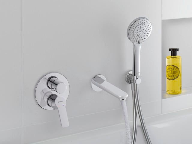 DURAVIT Wandanschlussbogen 55x102 mm rund in Gold poliert – Brausen und Zubehör