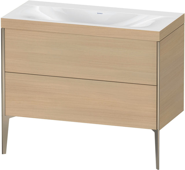 Duravit XViu Waschtischunterbauset c-bonded 1000 mm, 2 Auszüge, Champagner Matt / Mediterrane Eiche