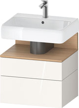 DURAVIT Qatego Waschtischunterbau 590 mm wandhängend, 1 Auszug, weiß Hochglanz, Nische Eiche Schwarz