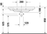 Duravit D-Code Möbelwaschtisch 850 mm mit Überlauf und Hahnlochbank – Weiß