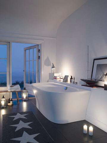 DURAVIT Cape Cod Badewanne 1900x900 mm Vorwand, Mineralguss Weiß Matt, inkl. Fußgestell & Verkleidung