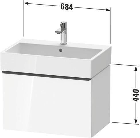 Duravit D-Neo Waschtischunterbau 684 mm Eiche Terra Matt mit Auszug und Bronze-Griff