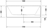 DURAVIT Happy D.2 Plus Freistehbadewanne 1800x800 Weiß Acryl mit 2 Rückenschrägen