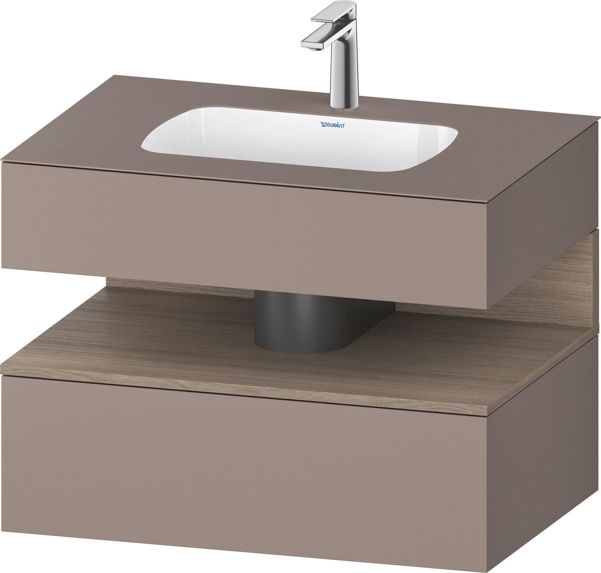 DURAVIT Qatego Einbauwaschtisch mit Konsolenwaschtischunterbau Eiche Terra & Weiß Matt 800 mm