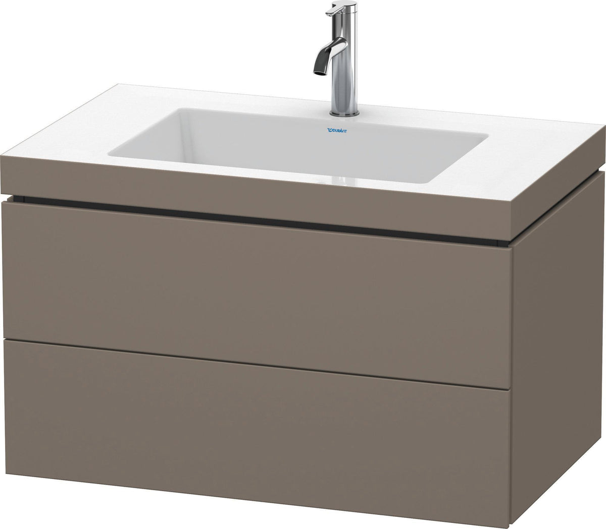 Duravit L-Cube Waschtischset 800 mm mit Vero Air Becken, Flannel Grey Hochglanz, 2 Schubkästen