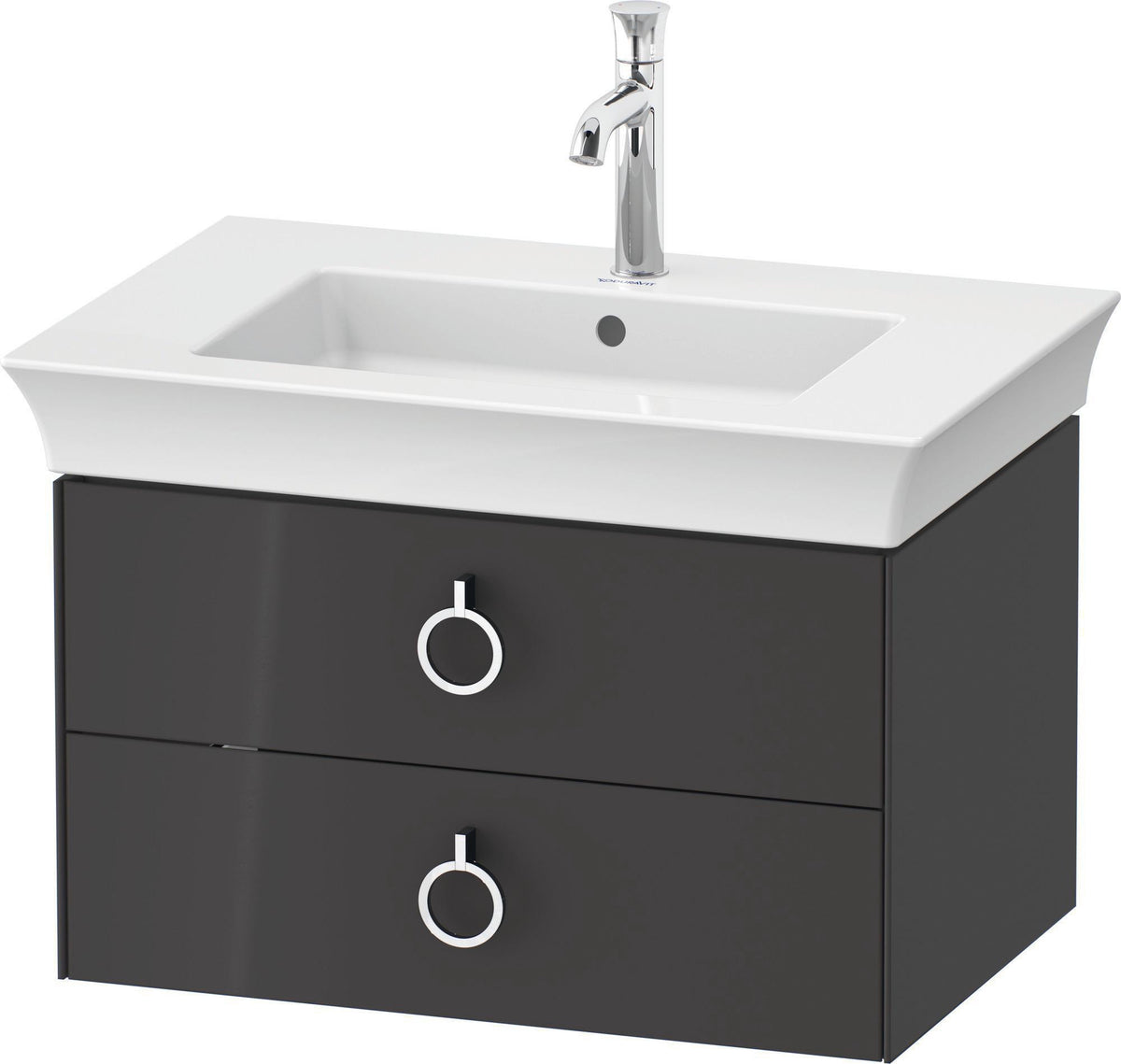 Duravit White Tulip Waschtischunterbau wandhängend 684 mm mit 2 Schubkästen und Griff, weiß seidenmatt
