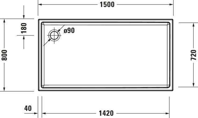 DURAVIT Starck Slimline Duschwanne 1400x750 mm Weiß Sanitäracryl mit Antislip