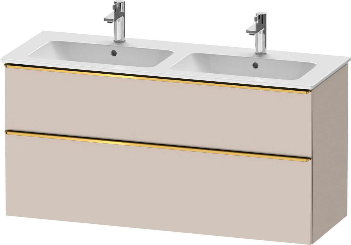 Duravit D-Neo Waschtischunterbau 1280 mm betongrau matt – wandhängend, 1 Auszug, Bronze Griff