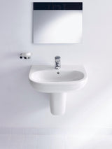 Duravit D-Code Waschtisch 550 mm weiß mit Überlauf und Hahnlochbank – Wandmontage