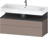 Duravit Qatego Waschtischunterbau 1190 mm – Weiß Matt mit Eiche Schwarz Nische, 1 Auszug, LED