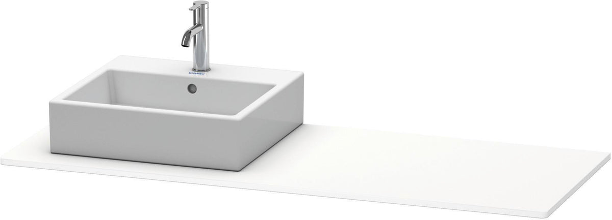 Duravit XSquare Konsole 1400x550mm betongrau matt – 1 Ausschnitt, mit Siphonaussparung