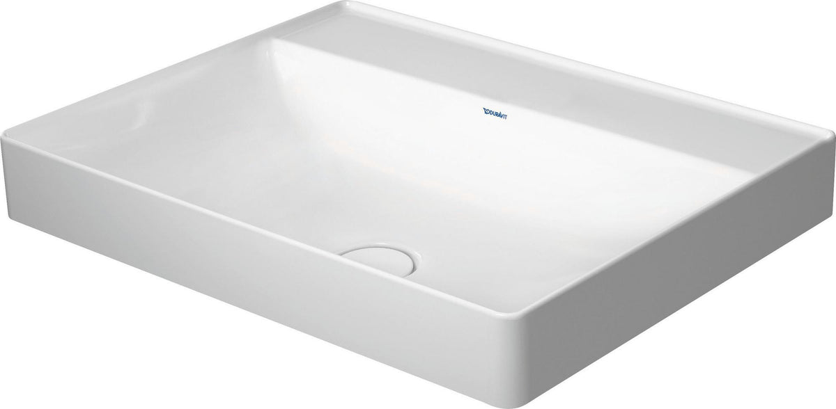Duravit DuraSquare Aufsatzwaschtisch 600 mm, weiß, ohne Überlauf, mit Hahnlochbank – Design by Duravit