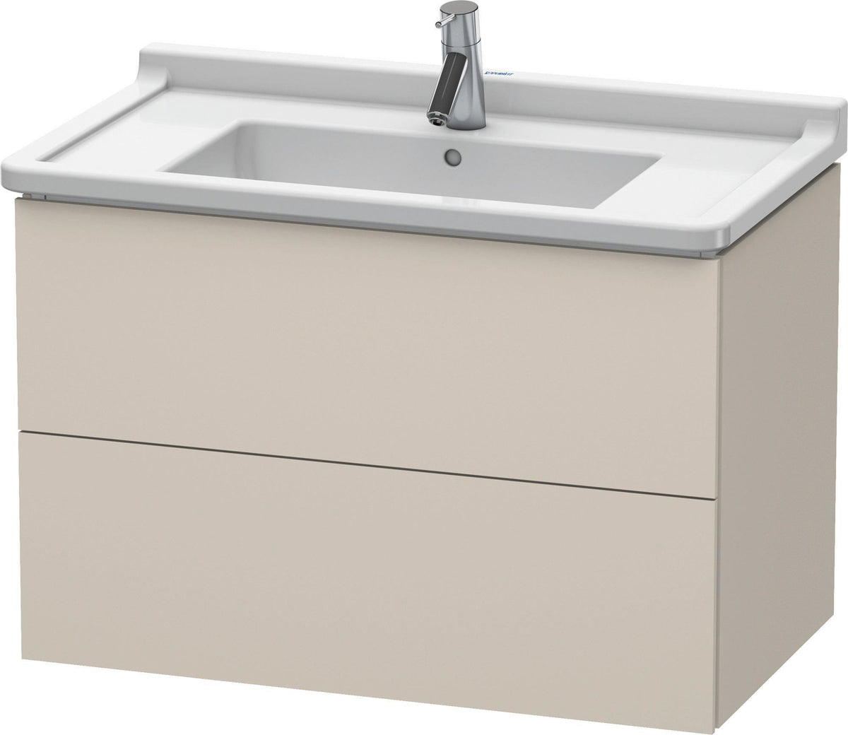 DURAVIT L-Cube Waschtischunterbau 820 mm taupe matt mit 2 Schubkästen und Tip-On-Technik