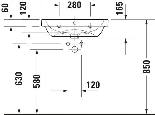 Duravit D-Code 2.0 Waschtisch, Weiß Hochglanz, Rund, 600 mm, Wandhängend, mit Überlauf