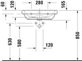Duravit D-Code 2.0 Waschtisch, Weiß Hochglanz, Rund, 600 mm, Wandhängend, mit Überlauf