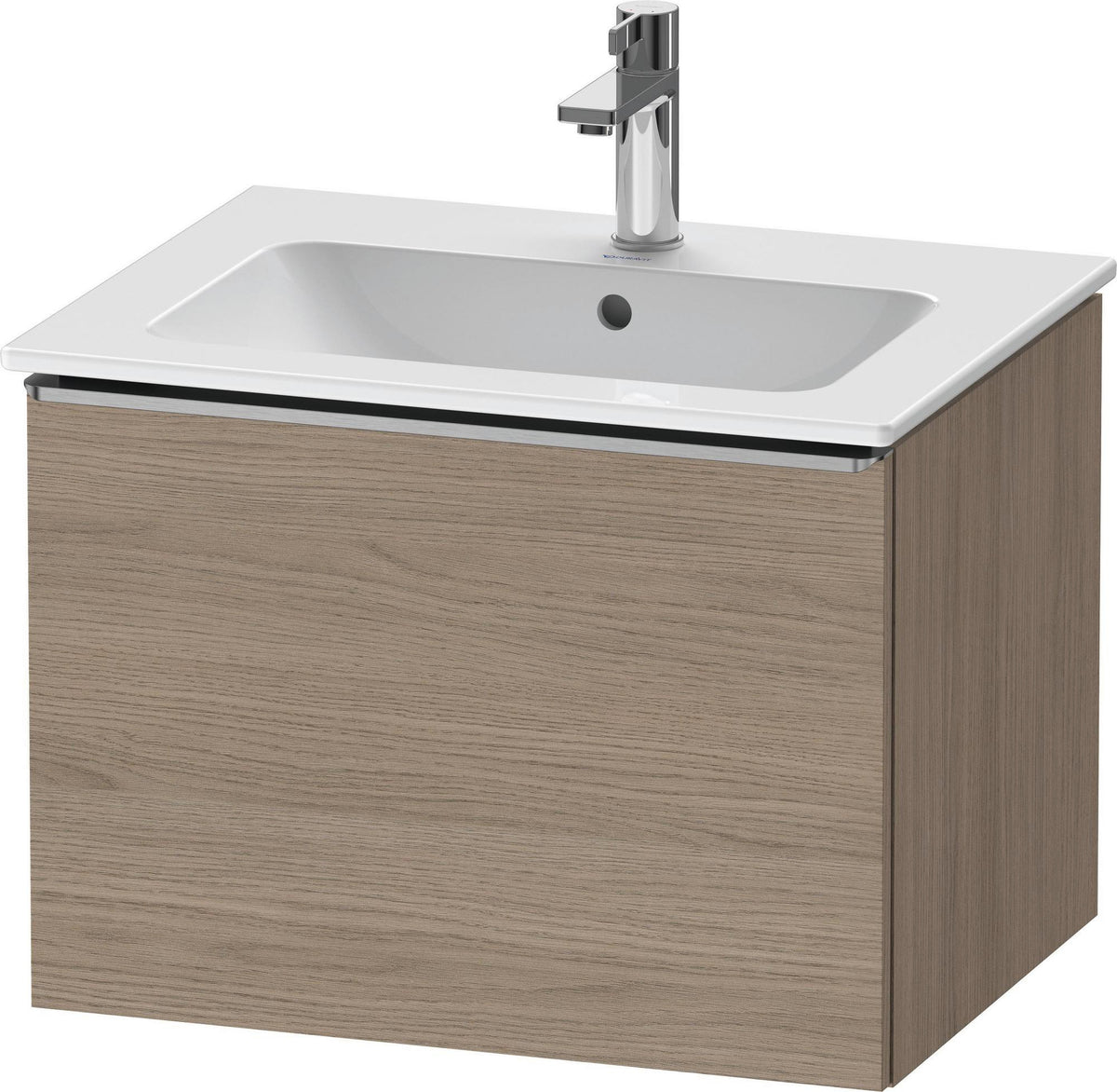 Duravit D-Neo Waschtischunterbau 610 mm Eiche Terra Matt mit 1 Auszug und Chromgriff