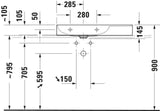 DURAVIT DuraSquare Waschtisch 800 mm, Weiß, mit Hahnlochbank, Becken links, für Möbel