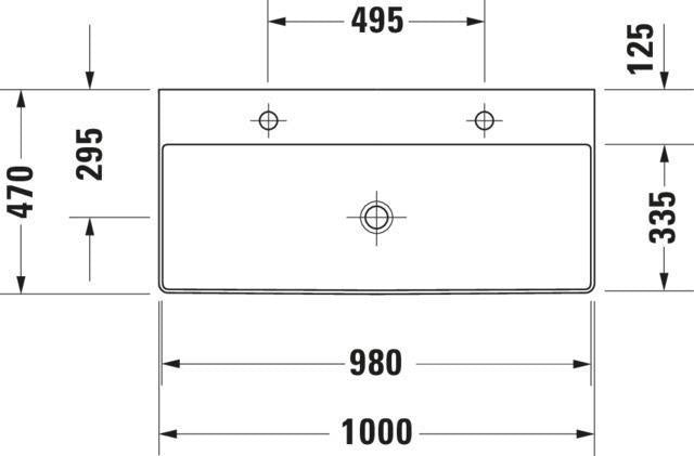 Duravit DuraSquare Möbel-Waschtisch 1000 mm, 2 Hahnlöcher, 1 Becken, ohne Überlauf, weiß