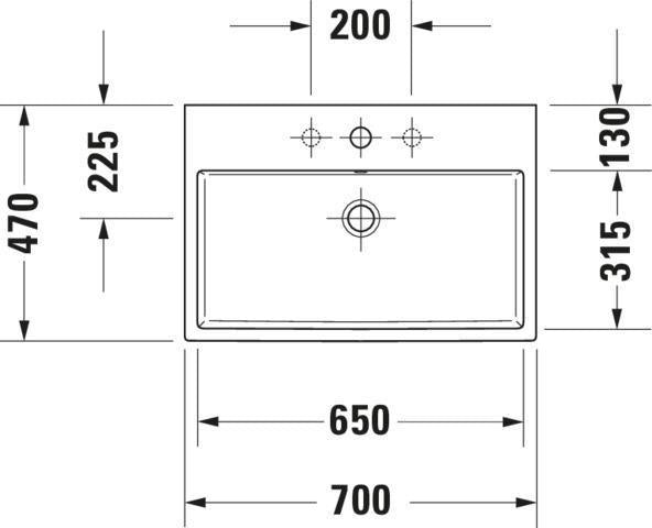 Duravit Waschtisch Vero Air 700 mm mit Überlauf und Hahnlochbank, weiß
