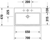 Duravit Waschtisch Vero Air 700 mm mit Überlauf und Hahnlochbank, weiß