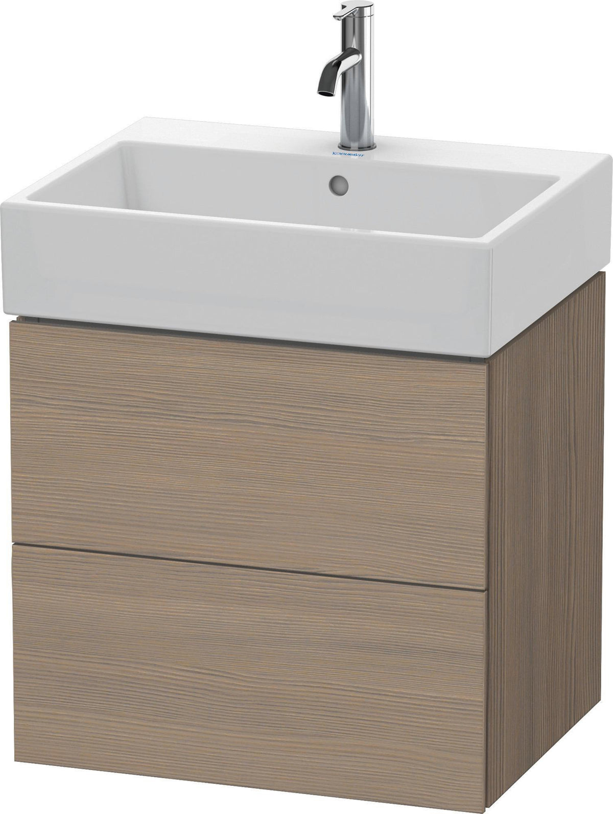 Duravit L-Cube Waschtischunterbau 584 mm in Amerikanisch Nussbaum mit 2 Schubkästen und Tip-On-Technik