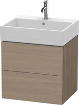 Duravit L-Cube Waschtischunterbau 584 mm in Amerikanisch Nussbaum mit 2 Schubkästen und Tip-On-Technik