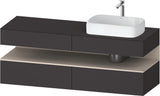 Duravit Qatego Konsolenwaschtischunterbau 1600 mm Weiß Hochglanz mit Eiche Schwarz Nische